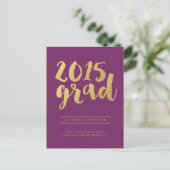 Chic Gold Script | Lila Foto Postkarte (Stehend Vorderseite)