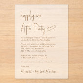 Chic Gold Script Mattiert Hochzeitsempfang Acryleinladungen (Vorderseite)