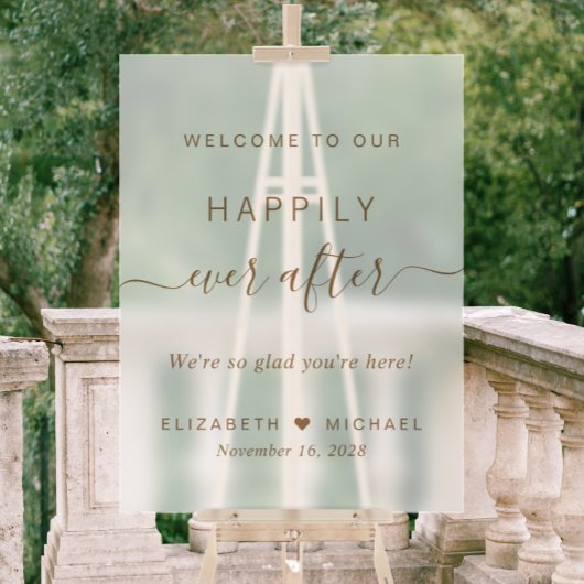 Chic Gold Script Mattiert Wedding Willkommen Acrylschild