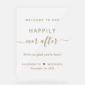 Chic Gold Script Mattiert Wedding Willkommen Acrylschild (Vorderseite)