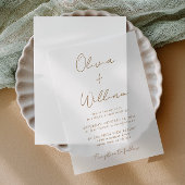 Chic Gold Script Minimalistisch Wedding Pergament Einladungen