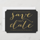 Chic Gold Script Save the Date Einladung (Vorderseite)