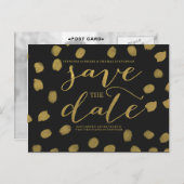 Chic Gold Script Save the Date Postcard Ankündigungspostkarte (Vorne/Hinten)