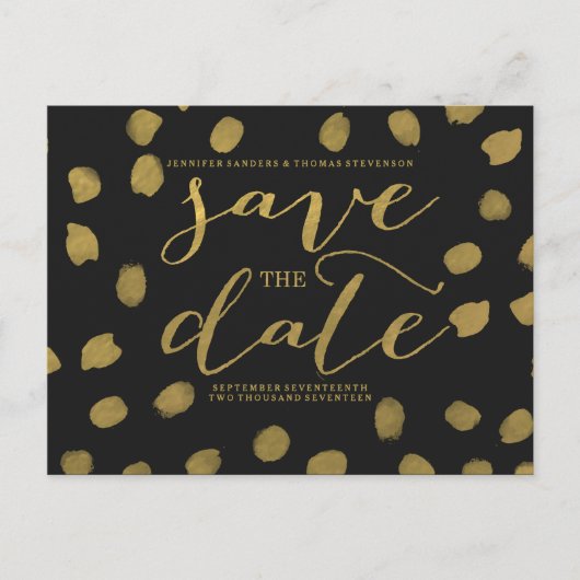 Chic Gold Script Save the Date Postcard Ankündigungspostkarte (Vorderseite)