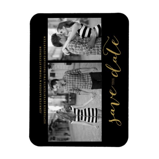 Chic Gold Script speichern Sie das Datum Magnet Ei (Vertikal)