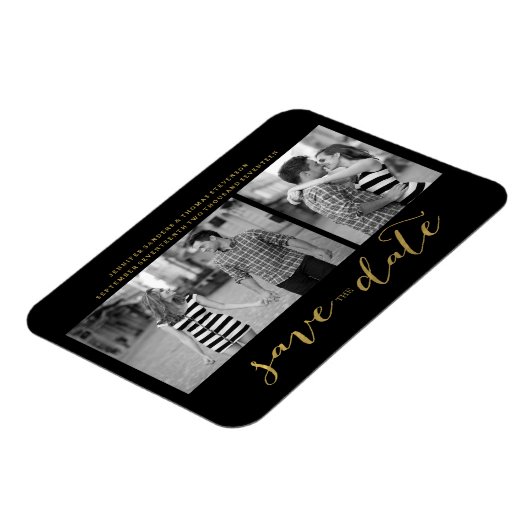 Chic Gold Script speichern Sie das Datum Magnet Ei (Linke Seite)
