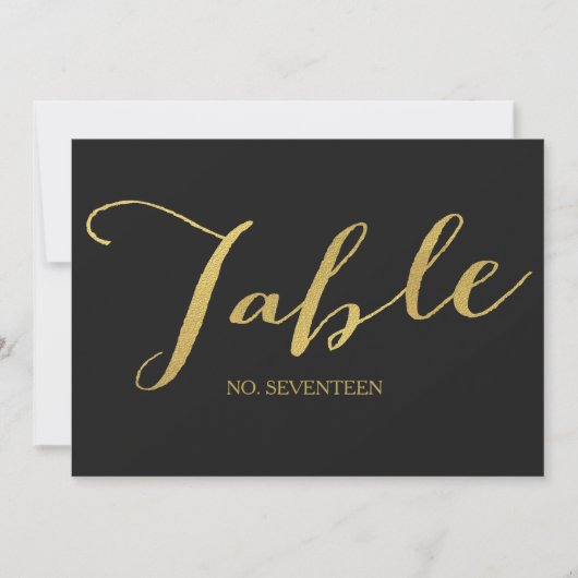 Chic Gold Script Tischnummer Cards (Vorderseite)