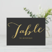 Chic Gold Script Tischnummer Cards (Stehend Vorderseite)