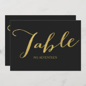 Chic Gold Script Tischnummer Cards (Vorne/Hinten)