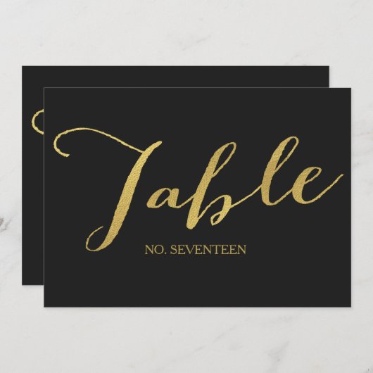 Chic Gold Script Tischnummer Cards (Vorne/Hinten)