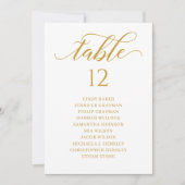 Chic Gold Script Tischnummer Seekarte (Vorderseite)