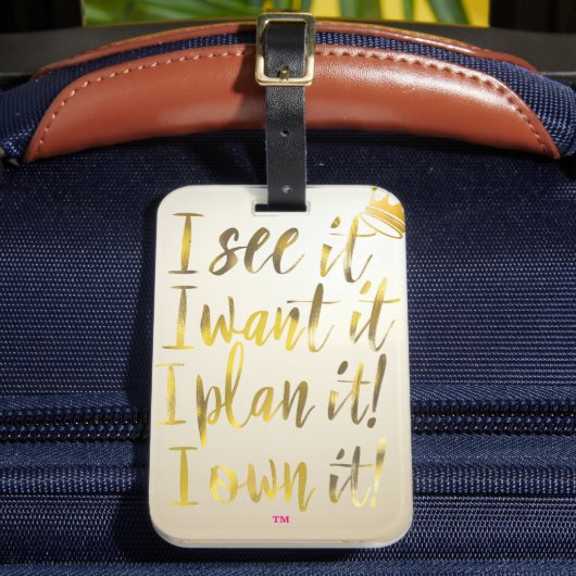 Chic Gold Script Typography Motivational Text Gepäckanhänger (Vorderseite Insitu 2)