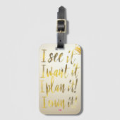 Chic Gold Script Typography Motivational Text Gepäckanhänger (Vorderseite Vertikal)