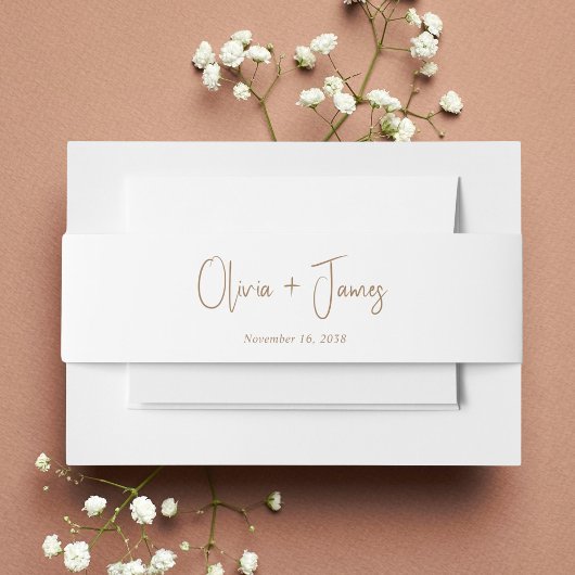 Chic Gold Script Wedding Einladungsbanderole