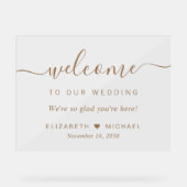 Chic Gold Script Wedding Willkommen Acrylschild (Vorderseite)