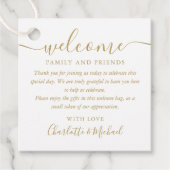 Chic Gold Script Wedding Willkommensgeschenktasche Geschenkanhänger (Vorderseite)
