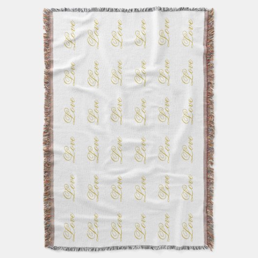 Chic Gold Script White Liebe Hochzeitkalligrafie Decke (Vorderseite Vertikal)