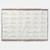 Chic Gold Script White Liebe Hochzeitkalligrafie Decke (Vorderseite)