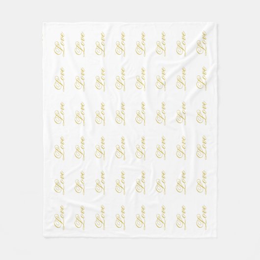 Chic Gold Script White Liebe Hochzeitkalligrafie Fleecedecke (Vorderseite)