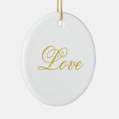 Chic Gold Script White Liebe Hochzeitkalligrafie Keramik Ornament (Rechts)