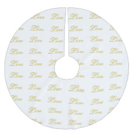 Chic Gold Script White Liebe Hochzeitkalligrafie Polyester Weihnachtsbaumdecke