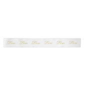Chic Gold Script White Liebe Hochzeitkalligrafie Satinband (Vorderseite)