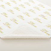 Chic Gold Script White Liebe Hochzeitkalligrafie Sherpadecke (3/4)