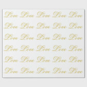 Chic Gold Script White Liebe Wedding Postage Geschenkpapier (Flach)