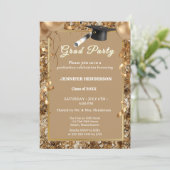 Chic Gold Sequins Graduation Party 2025 Einladung (Stehend Vorderseite)