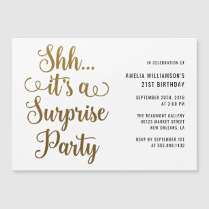 Chic Gold Shh... Es ist eine überraschende Party-T Magneteinladung