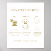 Chic Gold Signature Coctail Drink Hochzeit Bar Sig Poster (Vorne)