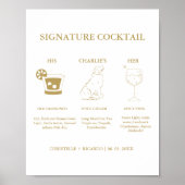 Chic Gold Signature Coctail Drink Hochzeit Bar Sig Poster (Vorne)