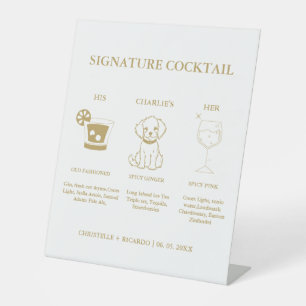 Chic Gold Signature Coctail Drink Hochzeit Bar Sig Sockelschild
