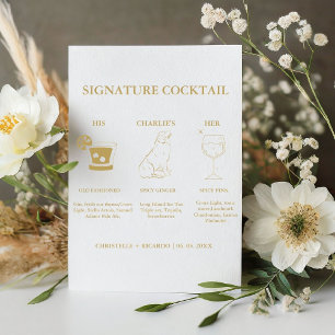 Chic Gold Signature Coctail Drink Hochzeit Bar Sig Sockelschild
