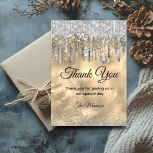Chic Gold Silber Glitter-Tropfen Dankeschön Karte