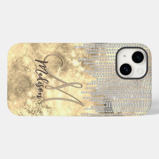 Chic gold silber Kristall Tropfen monogram Case-Ma Case-Mate iPhone Hülle (Rückseite (Horizontal))