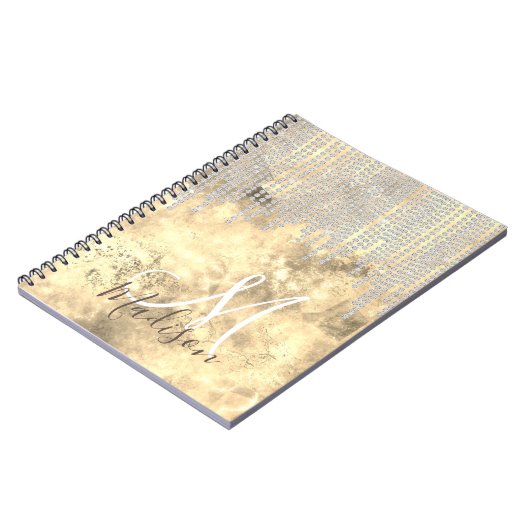 Chic gold silber Kristall Tropfen monogramm Notizblock (Linke Seite)