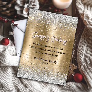 Chic Gold Silber Neujahr Weihnachtsgrüße Karte