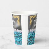 Chic Gold Silver Foil Blue Zebra Print Birthday Pappbecher (Rechts)
