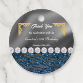 Chic Gold Silver Foil & Dark Blue Zebra Print Geschenkanhänger (Rückseite)