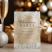 Chic Gold Silver snowflake winter Christmas party Einladung