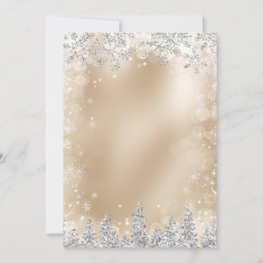 Chic Gold Silver snowflake winter Christmas party Einladung (Rückseite)
