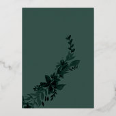 Chic Gold Skripttypografie Blumengrün Hochzeit Folieneinladung (Rückseite)