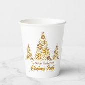 Chic Gold Snowflakes Weihnachts-Party Personalisie Pappbecher (Rückseite)