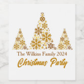 Chic Gold Snowflakes Weihnachts-Party Personalisie Weinetikett (Einzelnes Label)