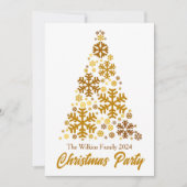 Chic Gold Snowflakes Weihnachtsbaum Party Einladung (Vorderseite)
