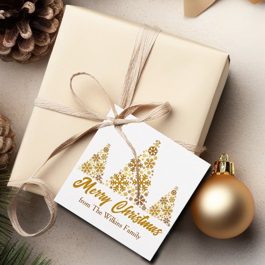 Chic Gold Snowflakes Weihnachtsbaum Personalisiert Geschenkanhänger