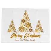 Chic Gold Snowflakes Weihnachtsbaum Personalisiert Große Geschenktüte (Rückseite)