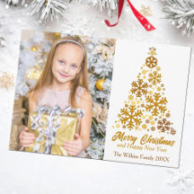 Chic Gold Snowflakes Weihnachtsbaumfamilie Foto