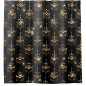 Chic Gold Sparkle Chandelier Black Duschvorhang (Vorderseite)